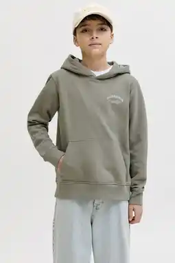 Wehkamp JACK & JONES JUNIOR hoodie met backprint grjsgroen aanbieding