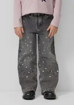 Wehkamp s.Oliver wide leg highwaist wide leg jeans grey denim met pailletten aanbieding