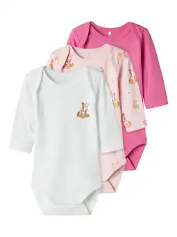 Wehkamp NAME IT BABY romper NBFBODY - roze/wit (set van 3) aanbieding