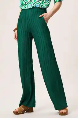 Wehkamp Miss Etam denim wide leg regularwaist broek met textuur donkergroen aanbieding