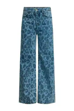 Wehkamp Retour Jeans wide leg jeans met panterprint medium blue denim aanbieding