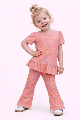 Wehkamp B.Nosy regularwaist flared broek met panterprint roze aanbieding