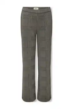 Wehkamp KIDS ONLY GIRL wide leg geruite pantalon grijsbruin aanbieding