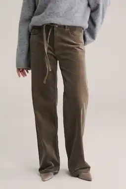 Wehkamp WE Fashion corduroy Wide leg regularwaist broek lichtbruin aanbieding