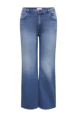 Wehkamp ONLY CARMAKOMA highwaist wide leg jeans light blue denim aanbieding