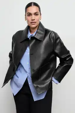 Wehkamp Mango imitatieleren jasje zwart aanbieding