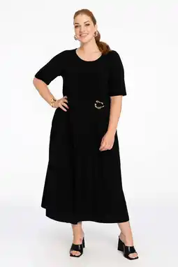 Wehkamp YOEK midi jurk zwart aanbieding