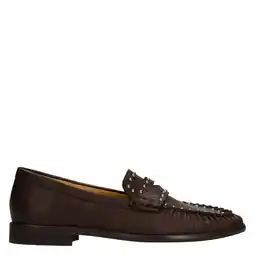 Wehkamp Manfield leren loafers met studs bruin aanbieding