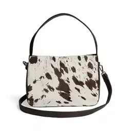 Wehkamp Markberg leren crossbody tas met koeienprint Esa bruin/wit aanbieding