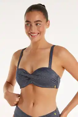Wehkamp ten Cate Beach TC WOW voorgevormde strapless bandeau bikinitop met lurex donkerblauw aanbieding