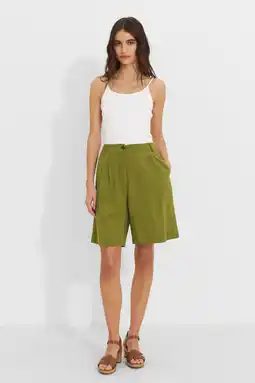 Wehkamp Ruby bermuda short met linnen olijfgroen aanbieding