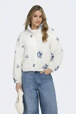 Wehkamp ONLY gebloemde fleecevest wit aanbieding