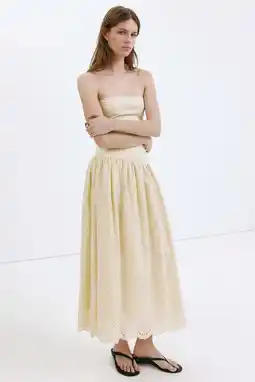 Wehkamp Mango strapless maxi broderie jurk - lichtgeel aanbieding