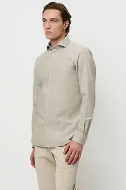 Wehkamp Profuomo slim casual overhemd met linnen groen aanbieding