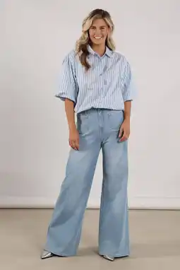 Wehkamp NUKUS highwaist flared jeans lichtblauw aanbieding