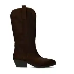Wehkamp Sacha leren cowboylaarzen met ponyhair donkerbruin aanbieding