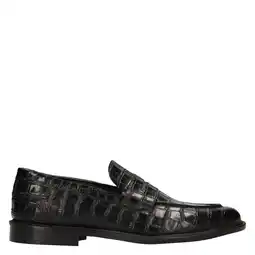 Wehkamp Black Label leren loafers met croco print zwart aanbieding