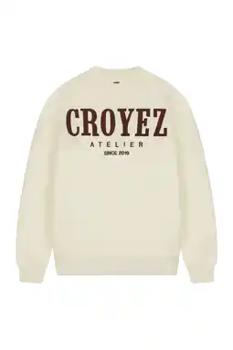 Wehkamp Croyez trui met backprint gebreid ecru aanbieding