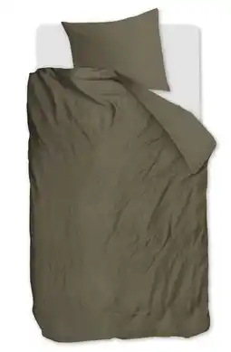 Wehkamp Studio LIVIT lyocell satijn dekbedovertrek 1-persoons olijfgroen (140x220 cm) aanbieding