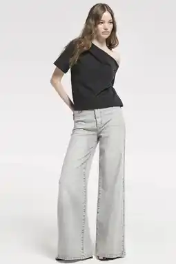 Wehkamp Homage to Denim Rosie - Extra Wide Leg Jeans highwaist wide leg jeans grey denim aanbieding