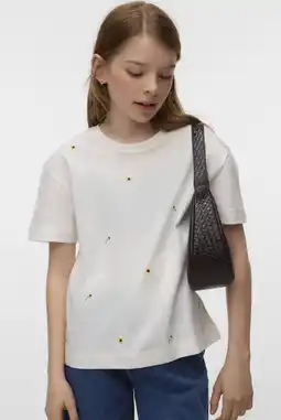 Wehkamp VERO MODA GIRL gebloemde T-shirt wit aanbieding