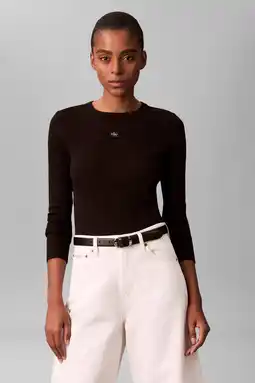 Wehkamp CALVIN KLEIN JEANS top zwart rib gebreid aanbieding