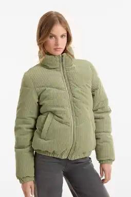 Wehkamp Anytime corduroy gewatteerde jas lichtkhaki aanbieding