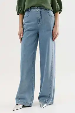 Wehkamp CKS wide leg jeans medium blue denim aanbieding