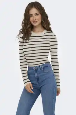 Wehkamp ONLY gestreepte pullover rib gebreid aanbieding