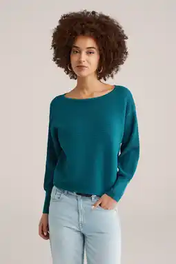 Wehkamp WE Fashion trui blauw rib gebreid aanbieding