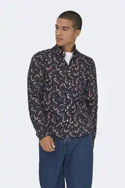 Wehkamp ONLY & SONS slim casual overhemd zwart aanbieding