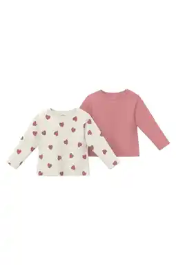 Wehkamp s.Oliver longsleeve - ecru/roze (set van 2) aanbieding