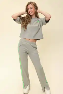 Wehkamp LOOXS 10sixteen regularwaist gestreepte sweatpants olijfgroen aanbieding