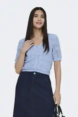 Wehkamp ONLY top blauw gebreid aanbieding