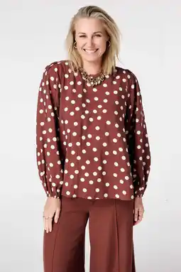 Wehkamp MS Mode blousetop met stippen bruin aanbieding