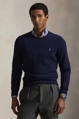 Wehkamp Polo Ralph Lauren trui met wol fijn gebreid donkerblauw aanbieding