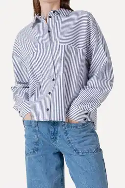Wehkamp Another-Label blouse met krijtstreep blauw aanbieding