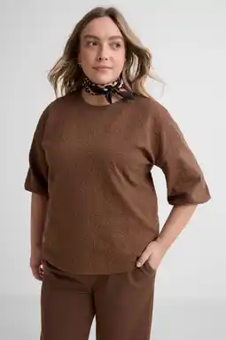 Wehkamp GREAT LOOKS jacquard sweater met bloemenmotief bruin aanbieding
