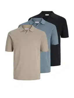 Wehkamp JACK & JONES regular polo beige fijn gebreid - (set van3) aanbieding