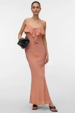 Wehkamp VERO MODA midi jurk met ruches lichtroze aanbieding