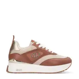 Wehkamp Liu Jo Maxi Wonder 97 BIS leren sneakers bruin/beige aanbieding