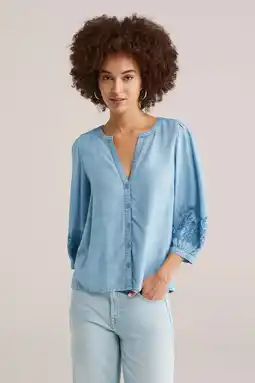 Wehkamp WE Fashion Blue Ridge denim blouse light blue denim aanbieding