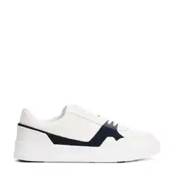 Wehkamp Tommy Hilfiger leren sneakers wit/donkerblauw aanbieding