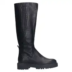 Wehkamp Manfield leren hoge laarzen met crocoprint zwart aanbieding