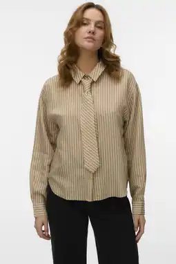Wehkamp VERO MODA gestreepte blouse lichtbruin aanbieding