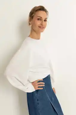 Wehkamp CLAUDIA BY CLAUDIA STRÄTER sweater ecru aanbieding
