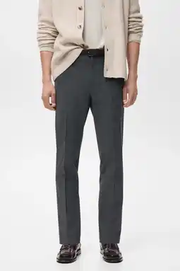 Wehkamp Mango Man slim geruite chino grijs aanbieding