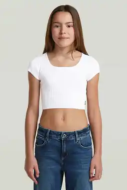 Wehkamp G-STAR T-shirt wit rib gebreid aanbieding