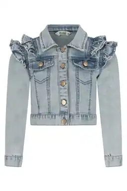 Wehkamp Le Chic spijkerjas met parels en ruches light blue denim aanbieding