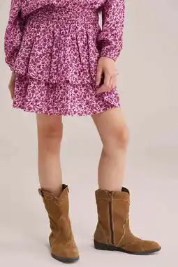 Wehkamp WE Fashion gebloemde midi rok strokenrok roze aanbieding